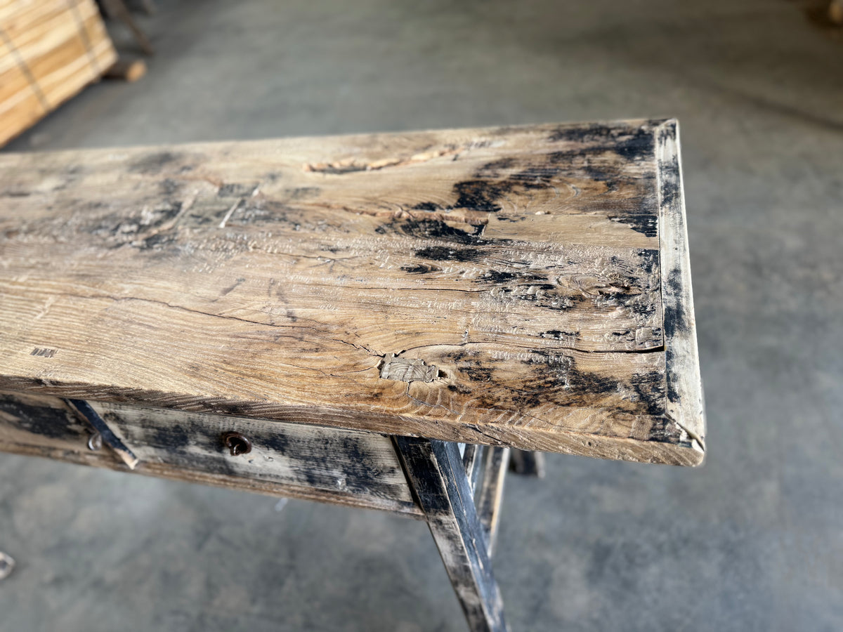 3 drawer trestle table – Burgess Reclamation