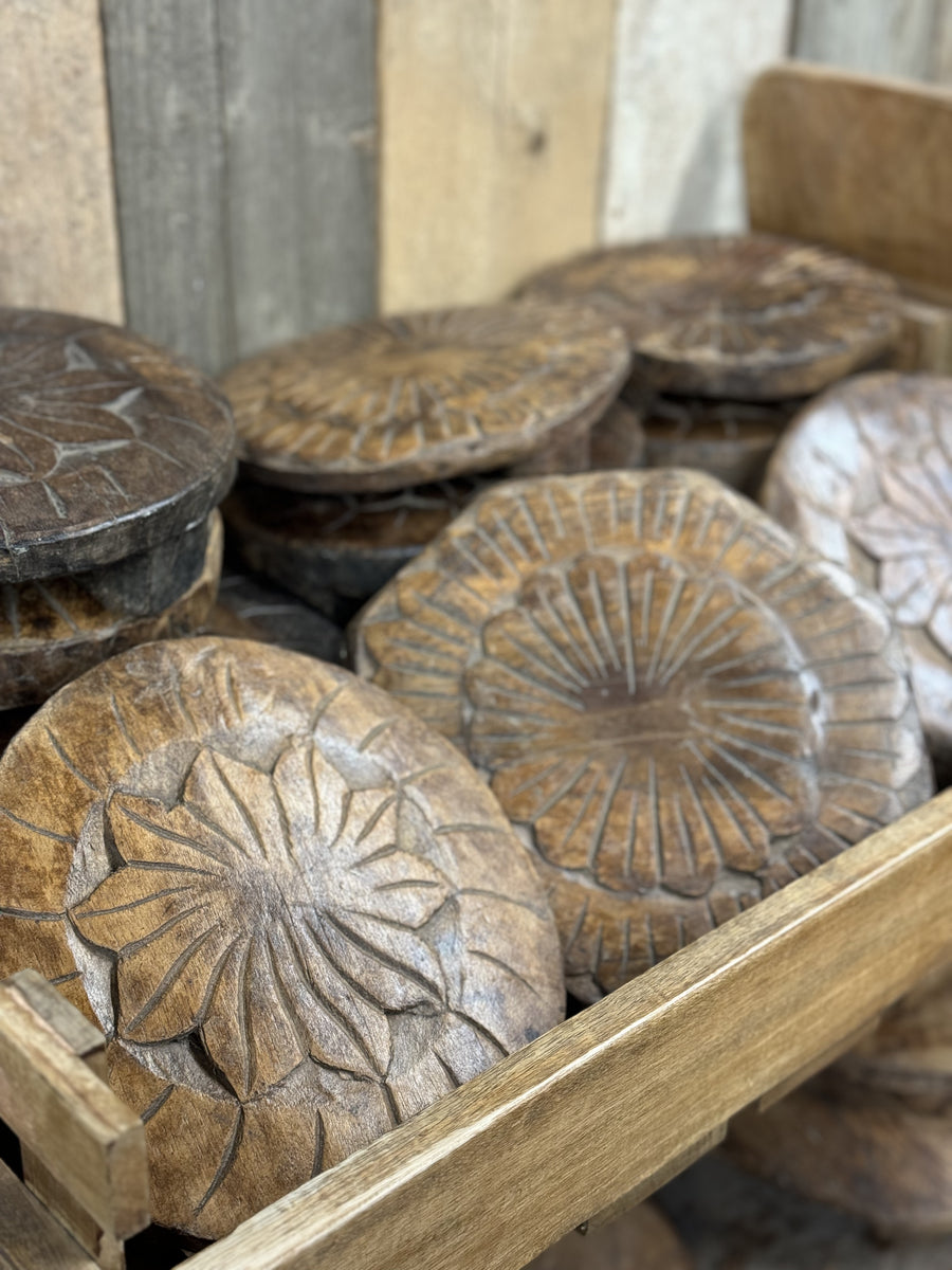 Carved wooden chapati plates – Burgess Reclamation