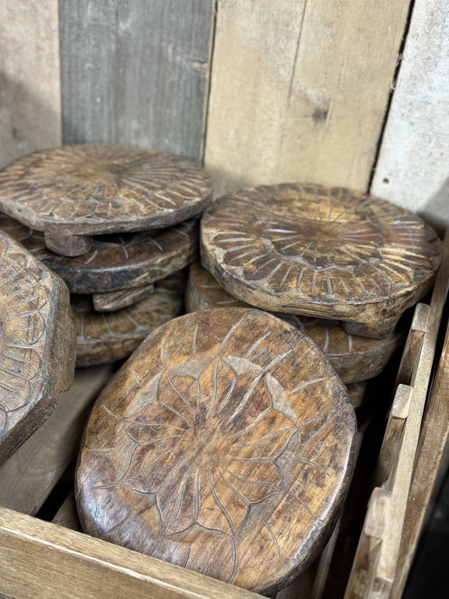 Carved wooden chapati plates – Burgess Reclamation